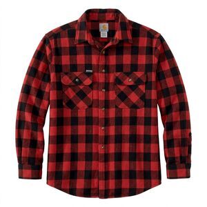 Vintage Carhartt Made in USA Buffalo Plaid Flannel Shirt SU162 Red Black XL